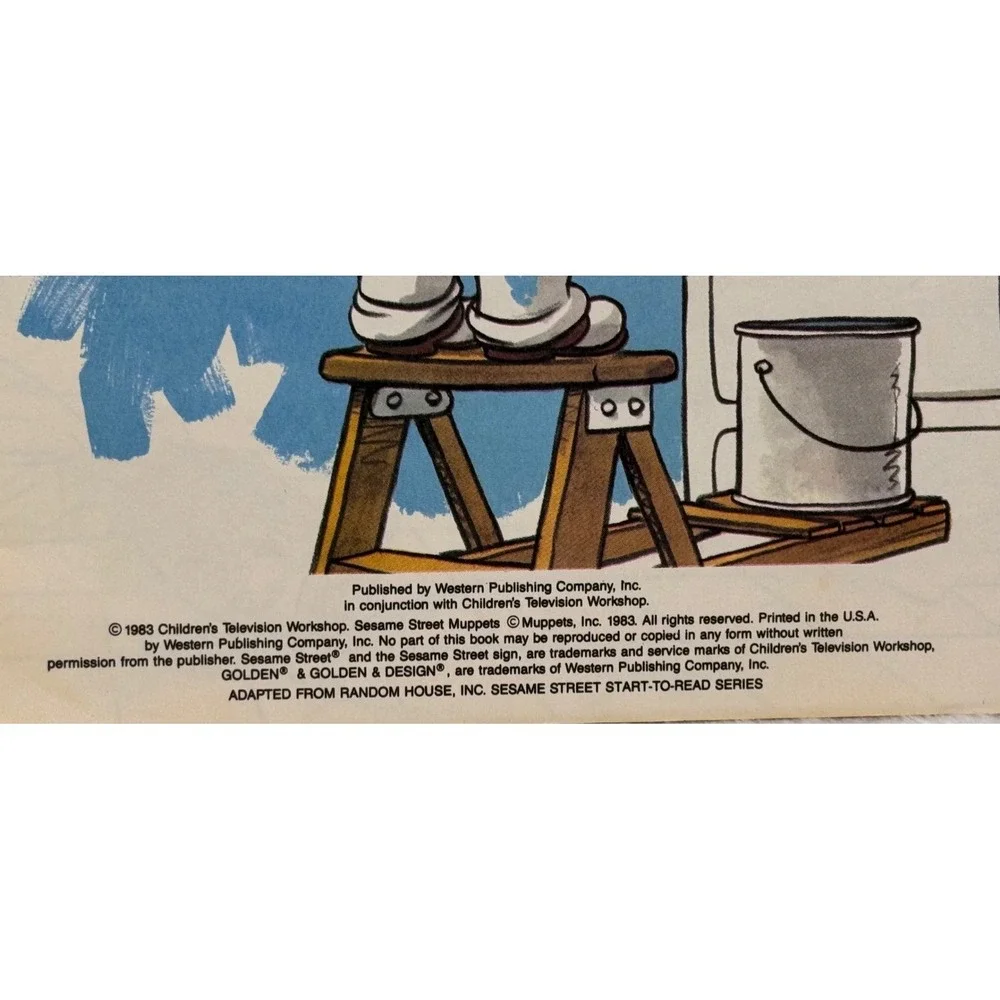 Golden Books Bert and the Missing Mop Mix-Up OS Blue 1983 Sesame Street Muppets
